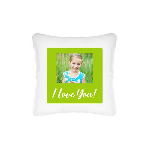 Personalized pillow personalized with photo and the saying "I Love You!"