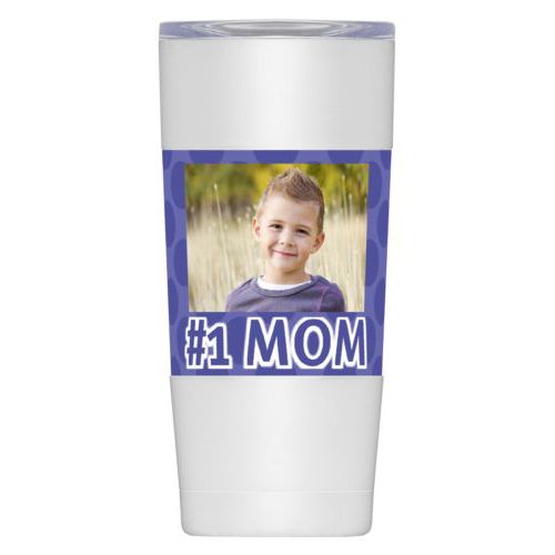 Personalized insulated steel mug personalized with photo and the saying "#1 MOM"