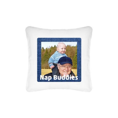 Personalized pillow personalized with photo and the saying "Nap Buddies"