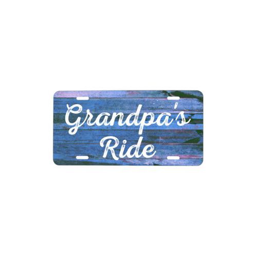 Custom car plate personalized with sky rustic pattern and the saying "Grandpa's Ride"