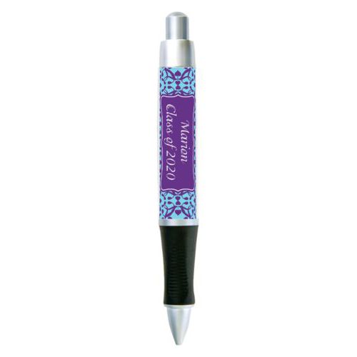 Personalized pen personalized with anastasia pattern and name in amethyst purple and sweet teal