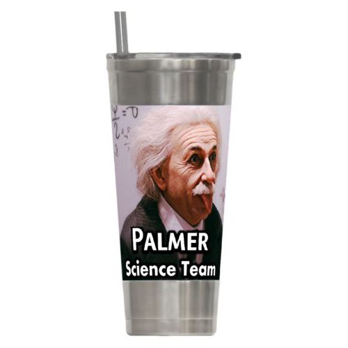 Personalized insulated steel tumbler personalized with photo and the saying "Palmer Science Team"