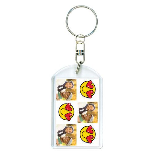 Personalized keychain personalized with a photo and the saying "Lovestruck Smiley"