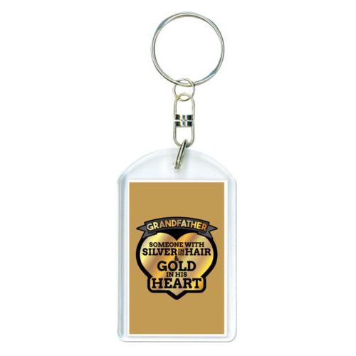 Personalized keychain personalized with the saying "Grandfather: someone with silver in his hair and gold in his heart"