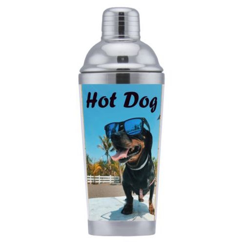 Coctail shaker personalized with photo and the saying "Hot Dog"