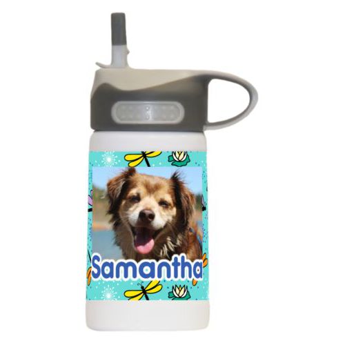 Personalized insulated water bottles for kids personalized with dog photo