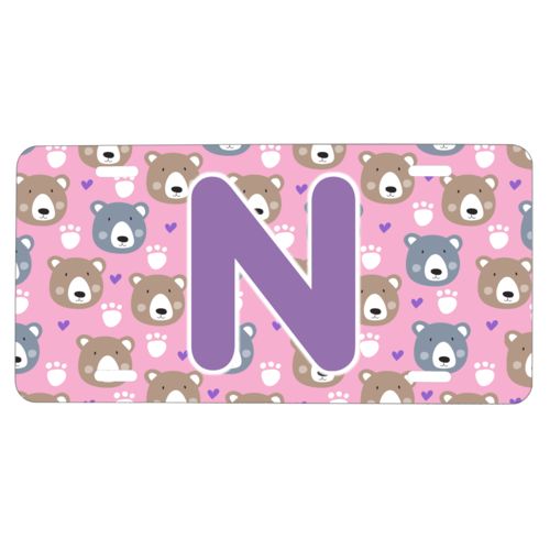 Custom license plate personalized with bears pattern and the saying "N"