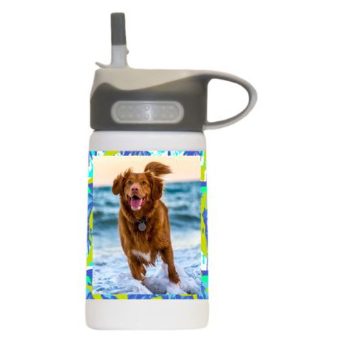 Personalized water bottle for kids personalized with sup pattern and photo