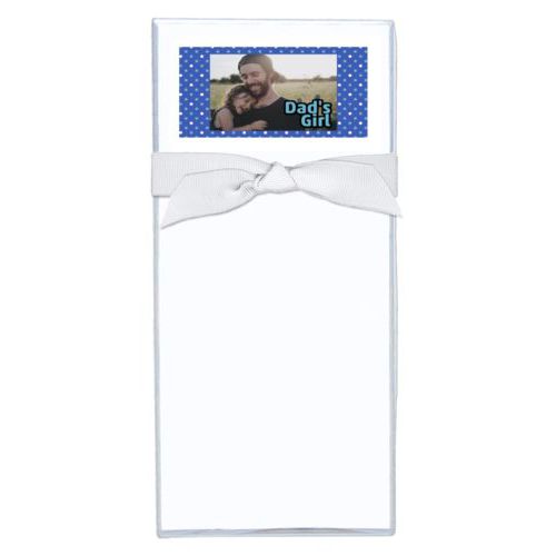 Personalized note sheets personalized with small dots pattern and photo and the saying "Dad's Girl"