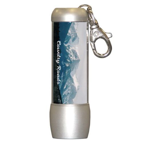Personalized flashlight personalized with photo and the saying "Country Roads"