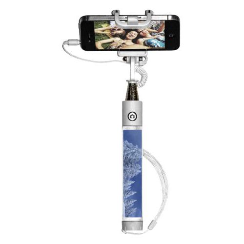 Personalized selfie stick personalized with grey marble pattern and photo
