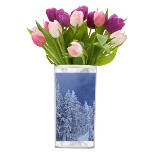 Personalized vase personalized with grey marble pattern and photo
