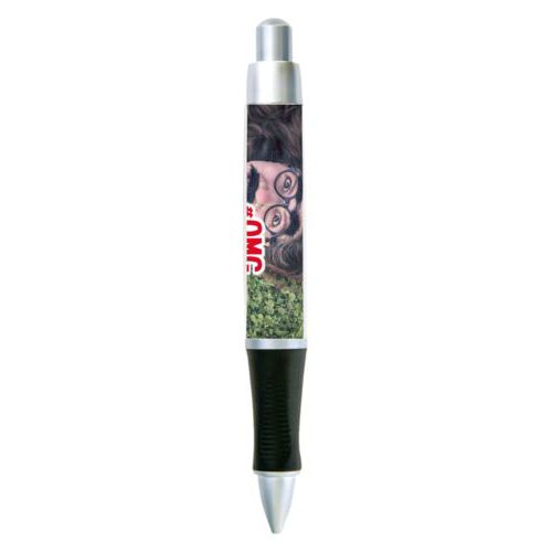 Personalized pen personalized with photo and the saying "#omg"