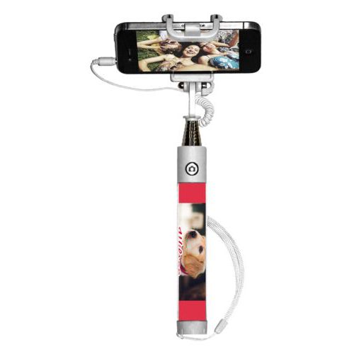 Personalized selfie stick personalized with photo and the saying "Wilson"