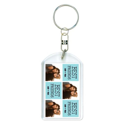 Personalized keychain personalized with a photo and the saying "Best Friends" in black and robin's shell