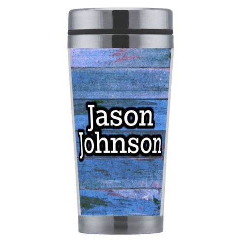 Personalized coffee mug personalized with sky rustic pattern and the saying "Jason Johnson"