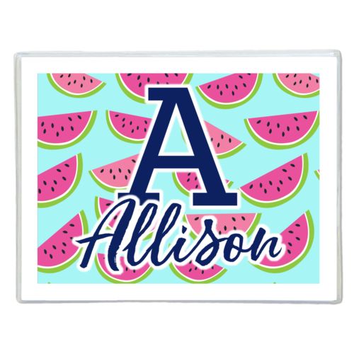 Personalized note cards personalized with fruit watermelon pattern and the sayings "A" and "Allison"