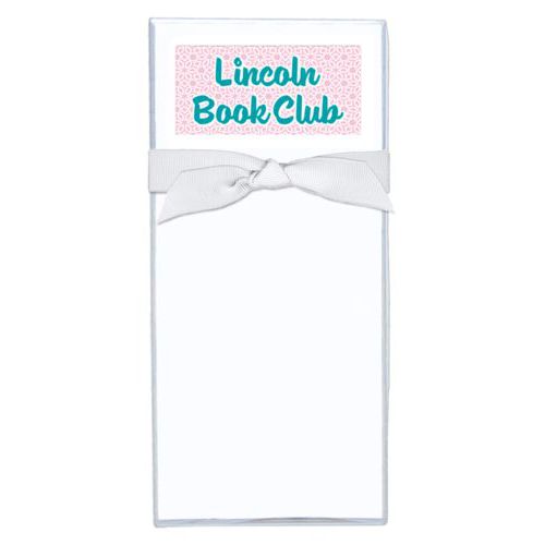 Personalized note sheets personalized with lattice pattern and the saying "Lincoln Book Club"