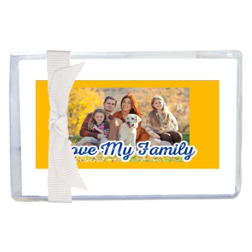Personalized enclosure cards personalized with photo and the saying "Love My Family"