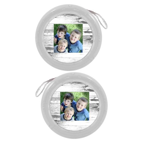 Personalized yoyo personalized with white rustic pattern and photo