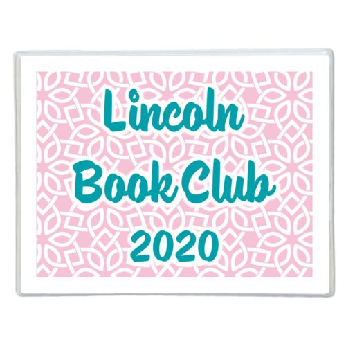 Personalized note cards personalized with lattice pattern and the saying "Lincoln Book Club 2020"
