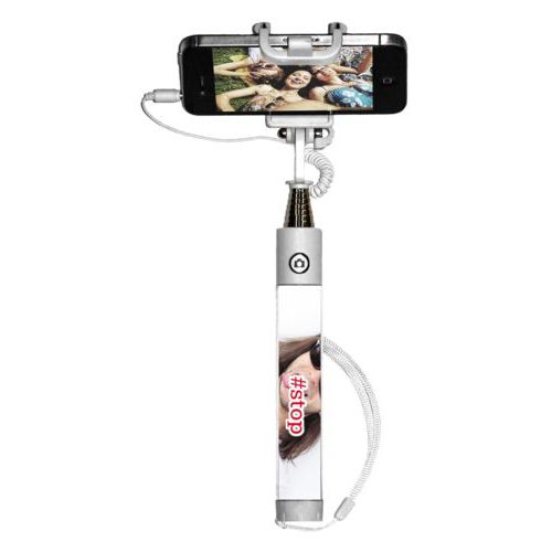 Personalized selfie stick personalized with photo and the saying "#stop"