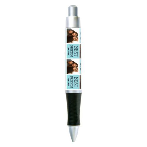 Personalized pen personalized with a photo and the saying "Best Friends" in black and robin's shell