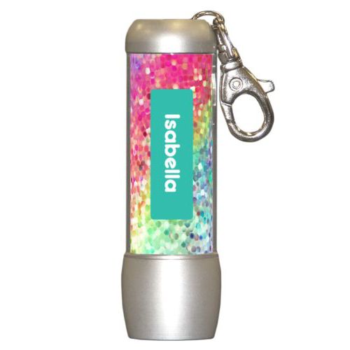 Personalized flashlight personalized with glitter pattern and name in minty