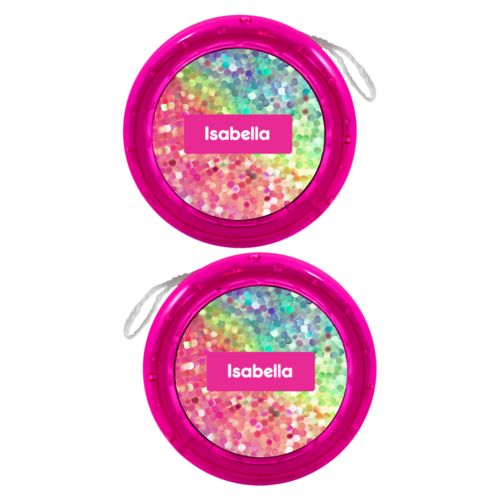 Personalized yoyo personalized with glitter pattern and name in minty