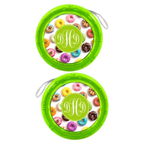 Personalized yoyo personalized with donuts pattern and monogram in eggplant