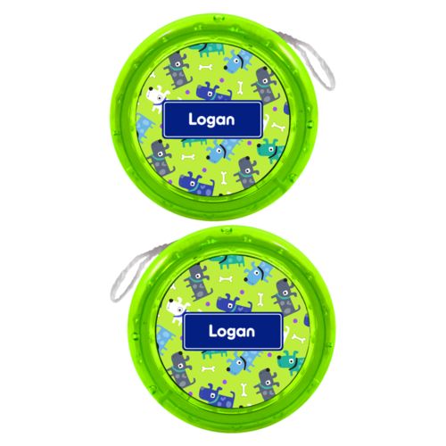 Personalized yoyo personalized with puppies pattern and name in marine