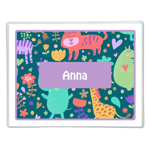 Personalized note cards personalized with africa pattern and name in lavender