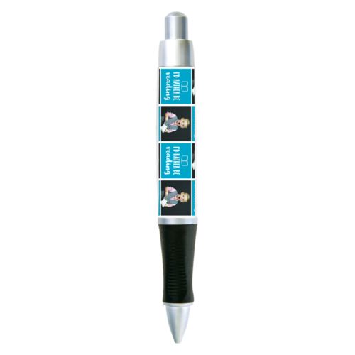 Personalized pen personalized with a photo and the saying "I'd Rather be Reading" in juicy blue and white