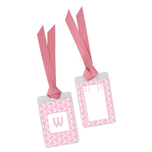 Personalized bag tag personalized with break pattern and initial in 1054 (rosy cheeks pink and white)