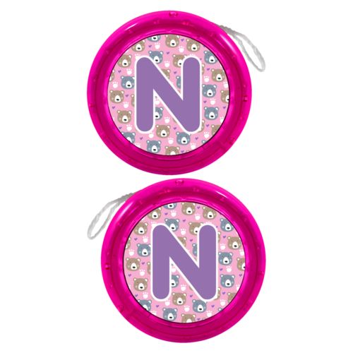 Personalized yoyo personalized with bears pattern and the saying "N"