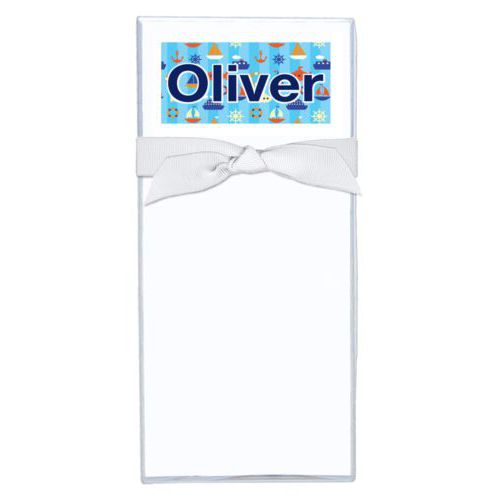 Personalized note sheets personalized with submarine pattern and the saying "Oliver"