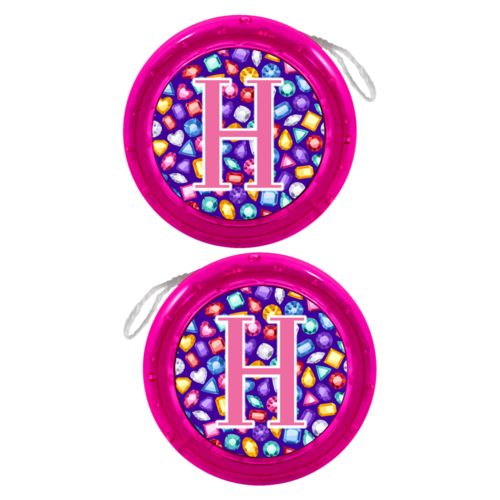 Personalized yoyo personalized with bling pattern and the saying "H"
