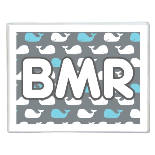 Personalized note cards personalized with whales pattern and the saying "BMR"