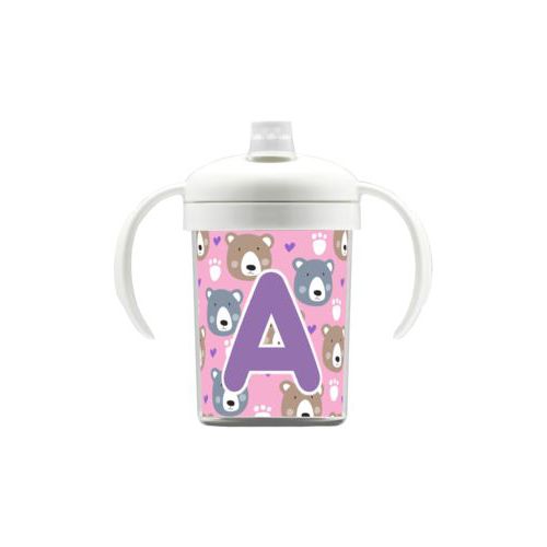 Personalized sippycup personalized with bears pattern and the saying "A"