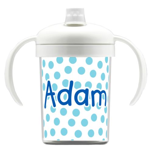 Personalized sippycup personalized with dotted pattern and the saying "Adam"