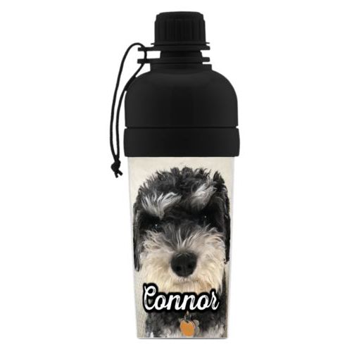 Kids water bottle personalized with photo and the saying "Connor"