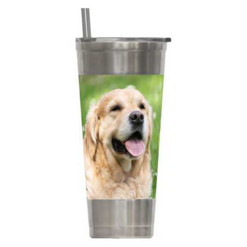 24oz insulated steel tumbler personalized with dog photo