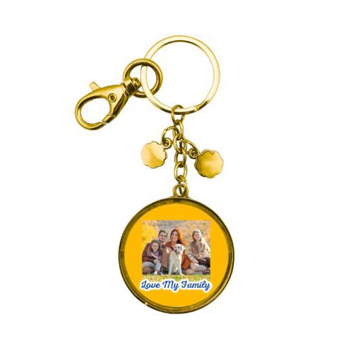 Personalized keychain personalized with photo and the saying "Love My Family"