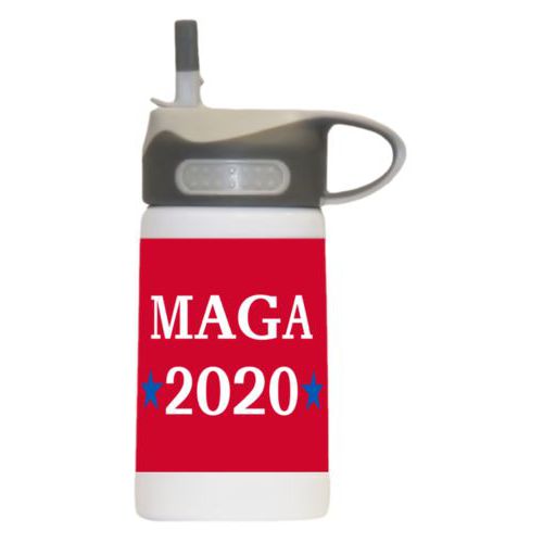 12oz insulated steel sports bottle personalized with "MAGA 2020" design