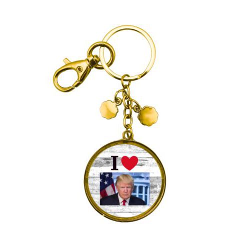 Custom keychain personalized with "I Love Trump" with photo design