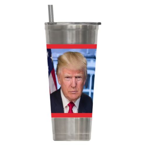 24oz insulated steel tumbler personalized with Trump photo design