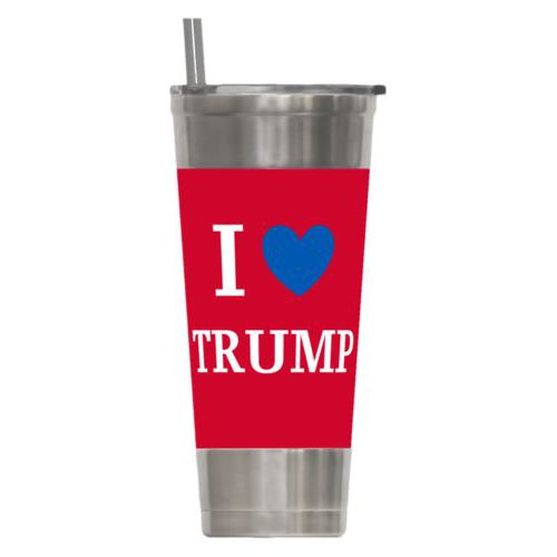 24oz insulated steel tumbler personalized with "I Love TRUMP" design