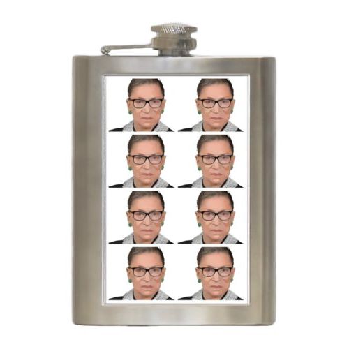 Durable steel flask personalized with Ruth Bader Ginsburg photo design