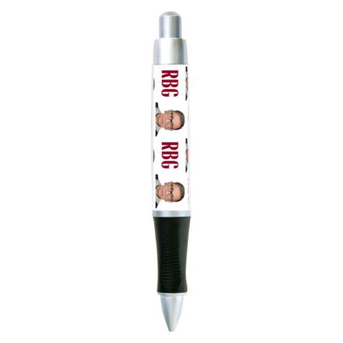 Personalized pen personalized with Ruth Bader Ginsburg drawing and "RGB" tiled design