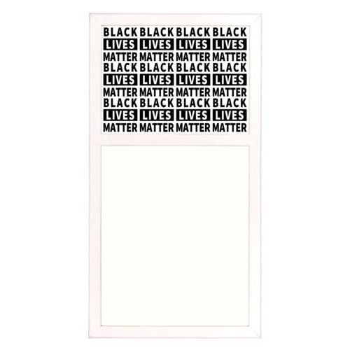 Personalized whiteboard personalized with "Black Lives Matter" black on white tiled design